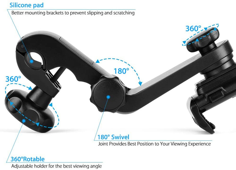 Car Headrest Mount Holder for Phone & Tablet Size up to 13 Inch With Single Side 360°Rotatable