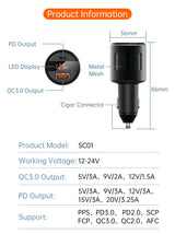 65W PPS Car Charger USB Type C Dual Port PD QC Fast Charging For Laptop & Phone