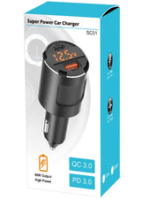 65W PPS Car Charger USB Type C Dual Port PD QC Fast Charging For Laptop & Phone