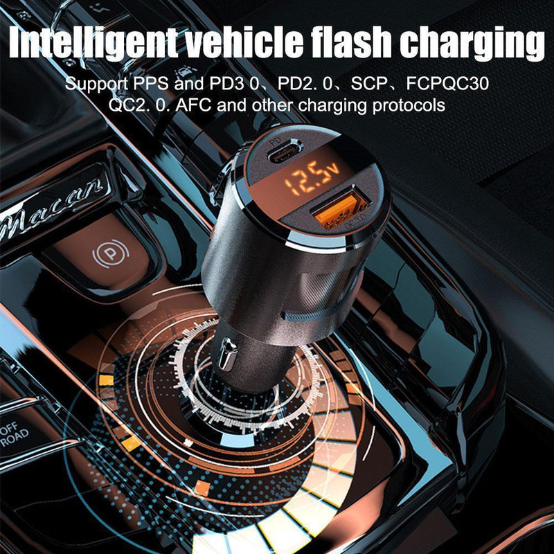 65W PPS Car Charger USB Type C Dual Port PD QC Fast Charging For Laptop & Phone