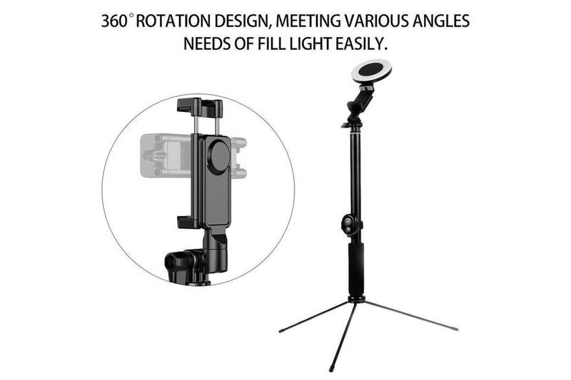 Dual LED Ring Lights with 3 Level Brightness Bluetooth Extendable Selfie Stick (170cm) Metal Stand