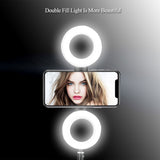 Dual LED Ring Lights with 3 Level Brightness Bluetooth Extendable Selfie Stick (170cm) Metal Stand