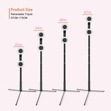 Dual LED Ring Lights with 3 Level Brightness Bluetooth Extendable Selfie Stick (170cm) Metal Stand