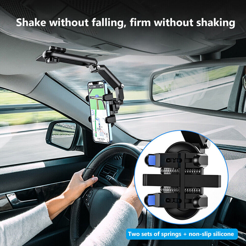 MAILUZHE 1080 Rotation Clip Universal Car Mount Rear-view Mirror Mobile Phone GPS Holder 4-7 Inch