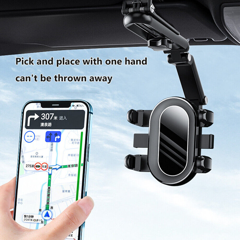 MAILUZHE 1080 Rotation Clip Universal Car Mount Rear-view Mirror Mobile Phone GPS Holder 4-7 Inch