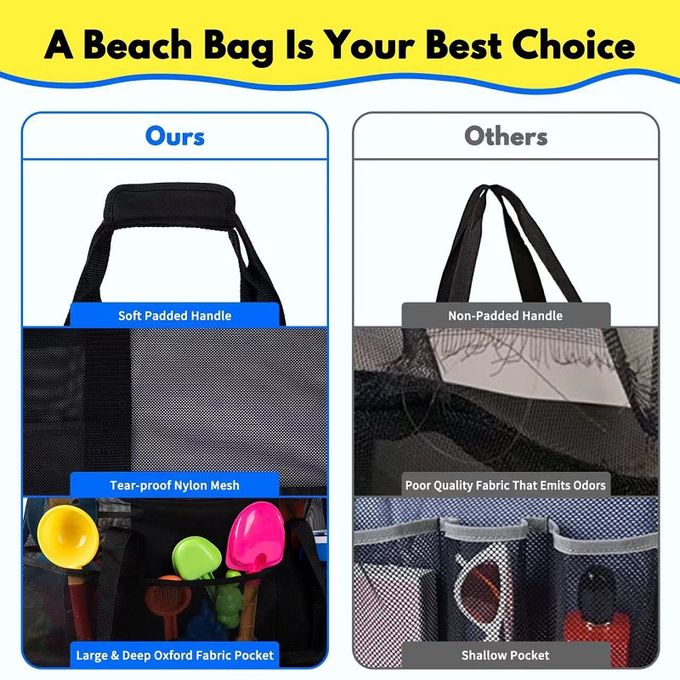 Extra Large Beach Bag Tote Bag Oversized Beach Pool Bag for Family 7 Pockets