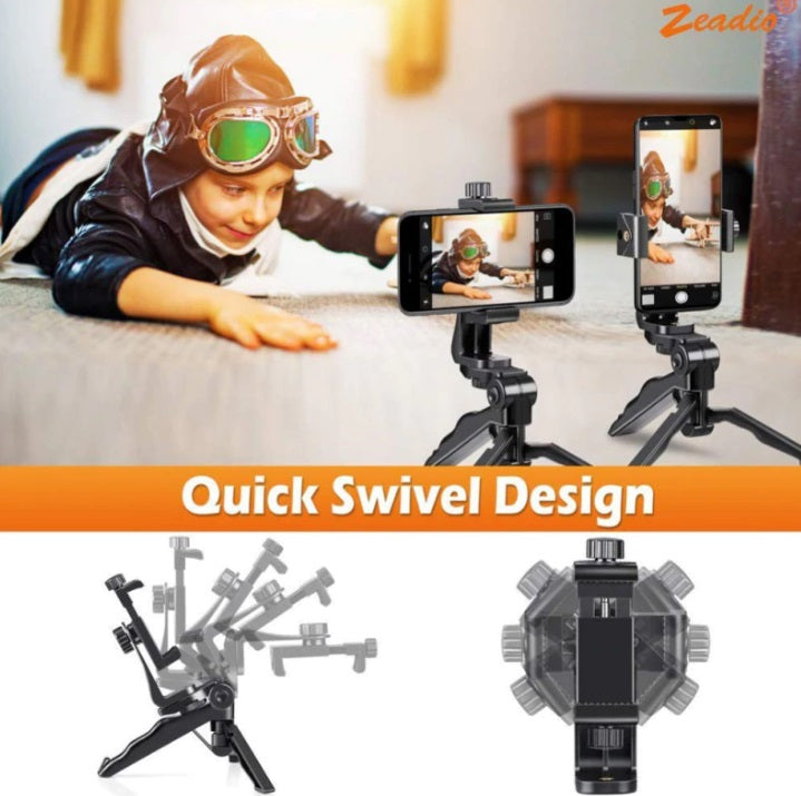 Universal 360° Mobile Phone Holder Tripod Handheld Stabilizer Hand Grip Mount & Bluetooth Shutter