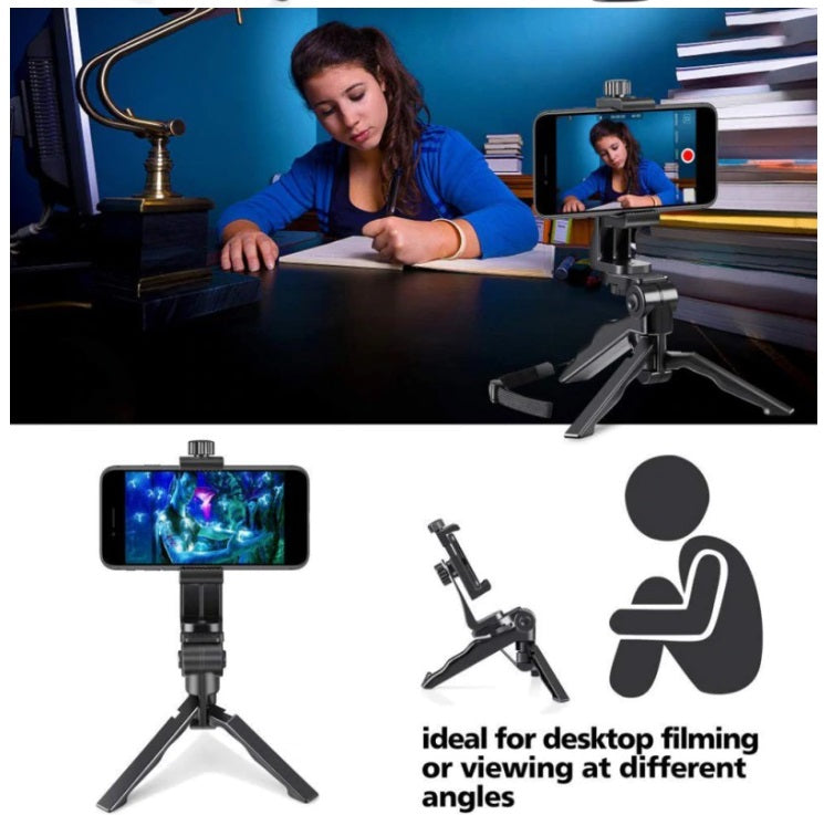 Universal 360° Mobile Phone Holder Tripod Handheld Stabilizer Hand Grip Mount & Bluetooth Shutter