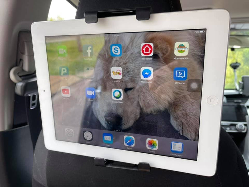 Car Headrest Mount Holder for Phone & Tablet Size up to 13 Inch 360° Rotatable