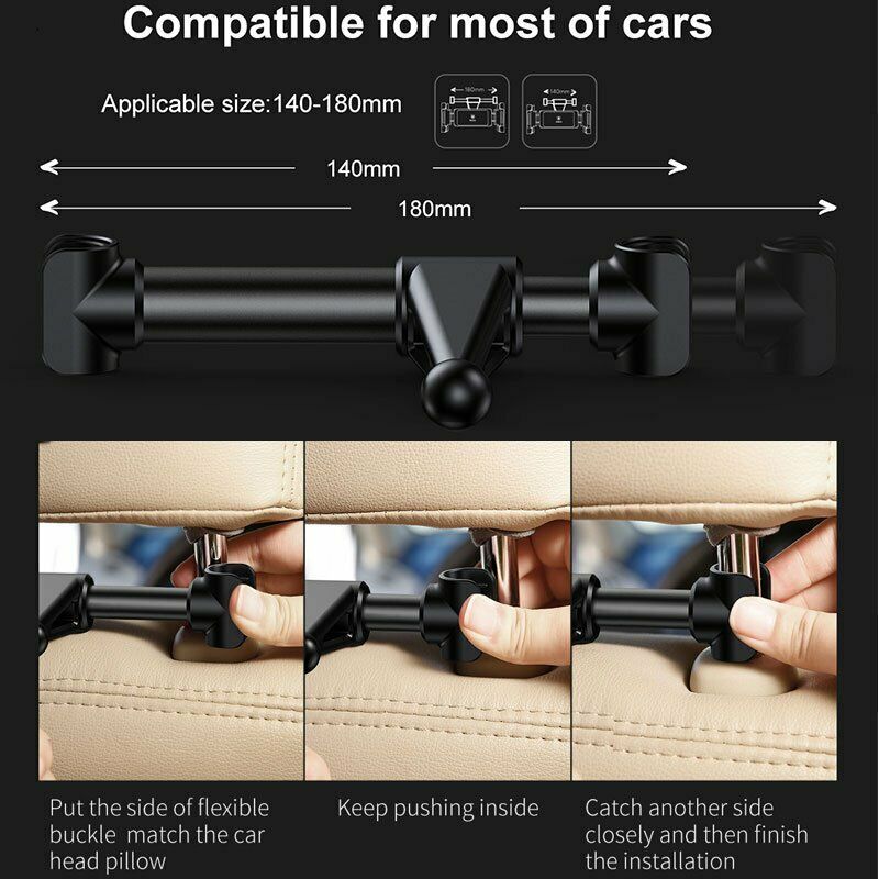 Car Headrest Mount Holder for Phone & Tablet Size up to 13 Inch 360° Rotatable