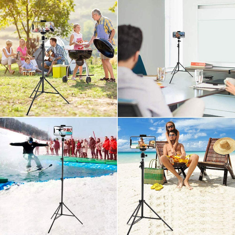 2 in 1 Multipurpose Foldable Tripod (2.1M) & Long Arm Holder for Video/Photo for Phone 4.7"- 6.5"