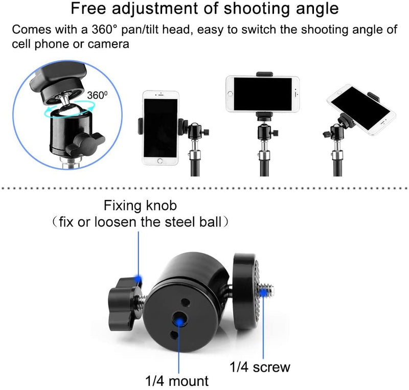 2 in 1 Multipurpose Foldable Tripod (2.1M) & Long Arm Holder for Video/Photo for Phone 4.7"- 6.5"