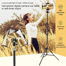 Load image into Gallery viewer, 2 in 1 Multipurpose Foldable Tripod (2.1M) &amp; Long Arm Holder for Video/Photo for Phone 4.7&quot;- 6.5&quot;
