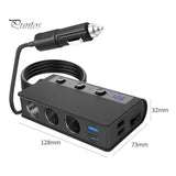 180W QC 3.0 Cigarette Lighter Power Sockets 6.6A 4xUSB Independent On/Off Switches & Voltage Display