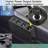 180W QC 3.0 Cigarette Lighter Power Sockets 6.6A 4xUSB Independent On/Off Switches & Voltage Display