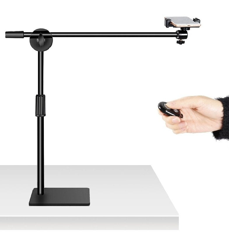 Phone Photography Shooting Bracket Stand with Boom Arm + Ball Head + Phone Clip+ Remote