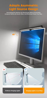 USB Power Asymmetrical Computer Monitor Screen Hanging Light Eye Protection 3 Color Lights Dimmable