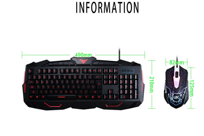 USB Wired Gaming Keyboard & Mouse Set Laptop PC Cool RGB LED Backlight Gamer Combo