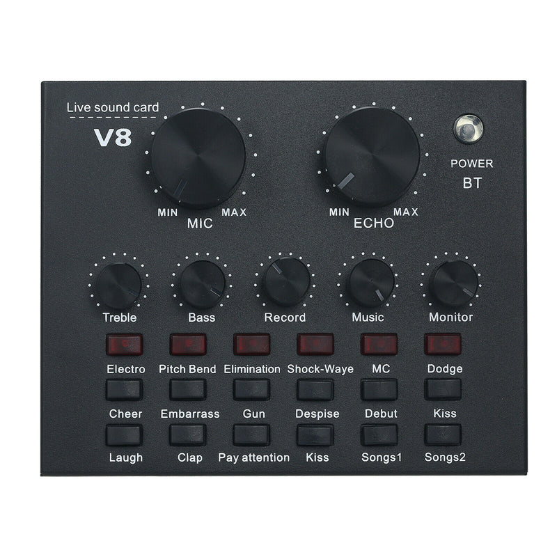 Live Streaming Sound Card V8 Audio Interface Bluetooth Mixer Webcast Sound Card