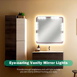 14 Strings 42 Beads Vanity Mirror Lights, Hollywood Style, Ultra Bright White, Dimmable Touch Control