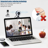 USB Webcam PC Laptop 2K Full HD High Definition Autofocus with 3 Level Adjustable Ring Fill Lights & Microphone