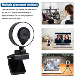 USB Webcam PC Laptop 2K Full HD High Definition Autofocus with 3 Level Adjustable Ring Fill Lights & Microphone