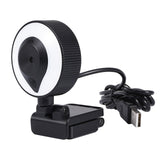 USB Webcam PC Laptop 2K Full HD High Definition Autofocus with 3 Level Adjustable Ring Fill Lights & Microphone