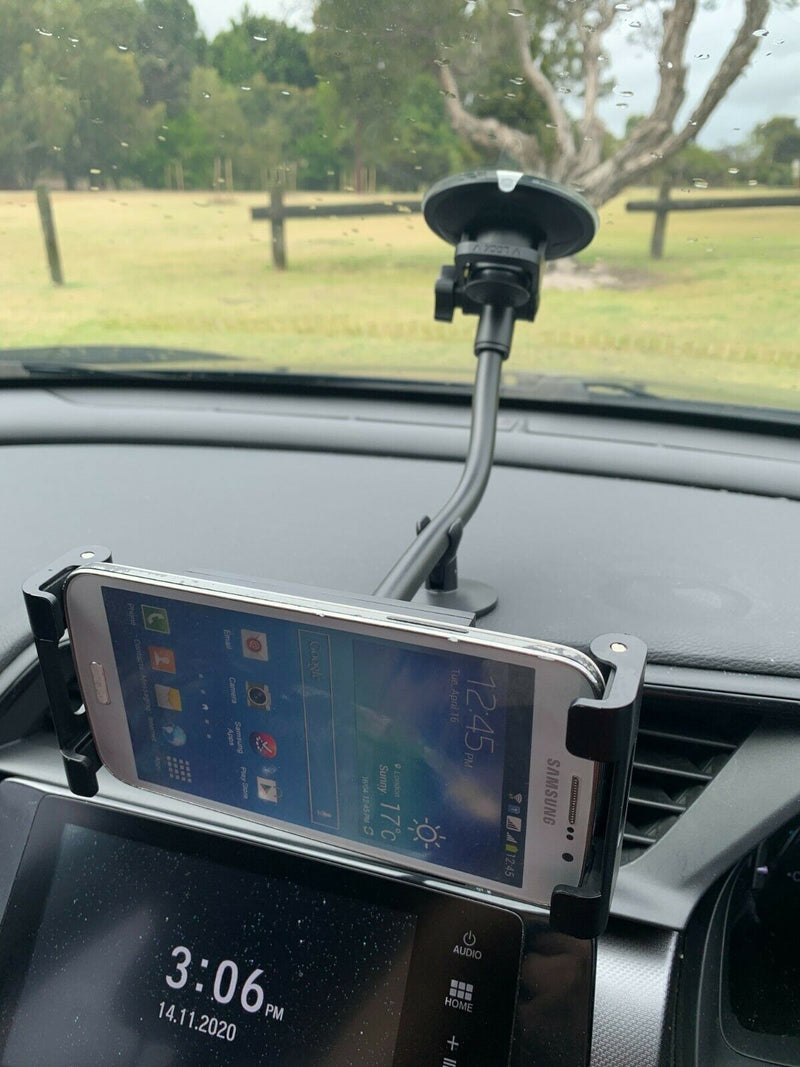 Car Windshield 85CM Big Base Suction 360° Rotation Phone & Tablet Holder Support up to Size 13 Inch