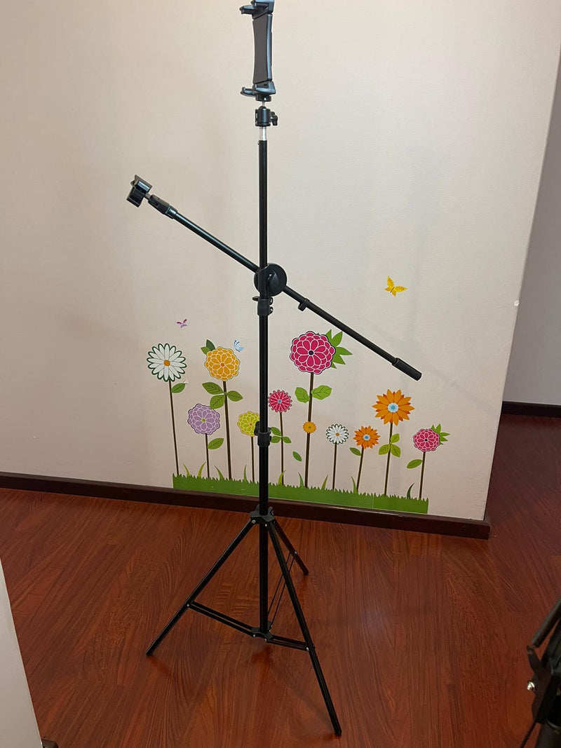 Foldable Portable Sturdy Floor Stand for Phone Tablet Camera & Microphone Holder Height up to 2.1 Meter