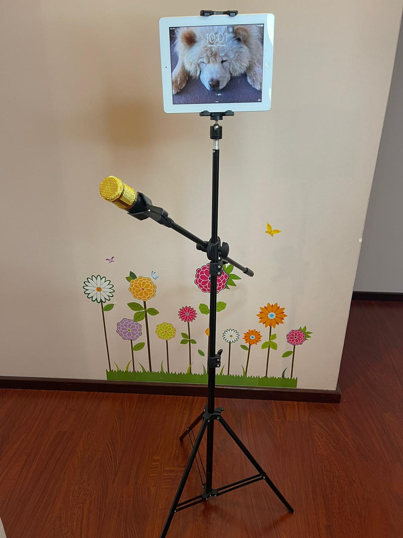 Foldable Portable Sturdy Floor Stand for Phone Tablet Camera & Microphone Holder Height up to 2.1 Meter