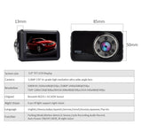 1296P Full HD 170° Wide Angle 3.0" Front & Real Dual Camera Night Vision Car Dash Camera Recorder