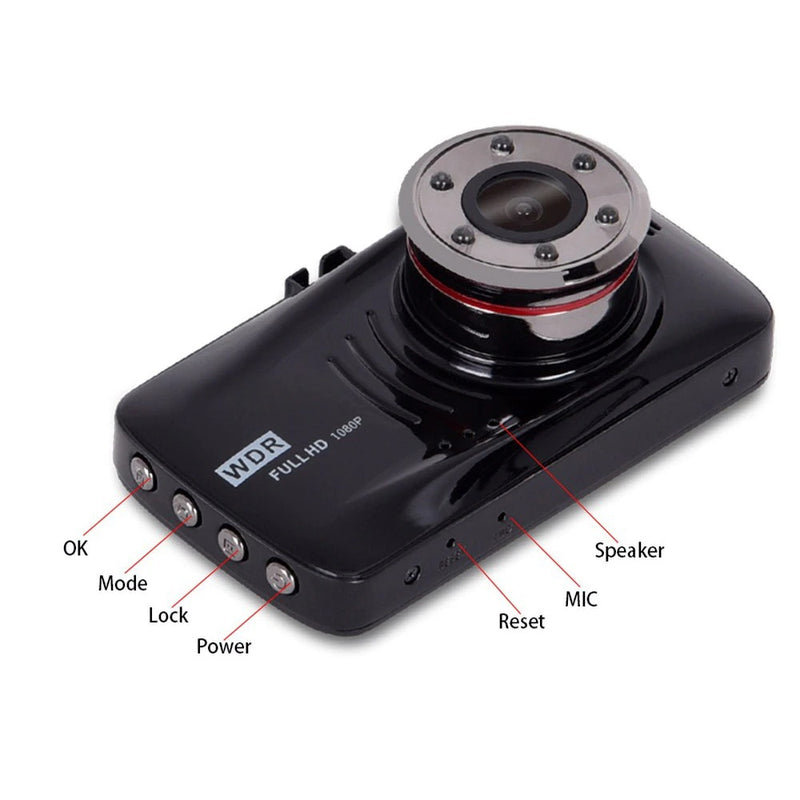 1296P Full HD 170° Wide Angle 3.0" Front & Real Dual Camera Night Vision Car Dash Camera Recorder