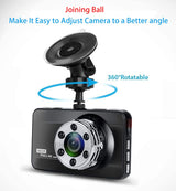 1296P Full HD 170° Wide Angle 3.0" Front & Real Dual Camera Night Vision Car Dash Camera Recorder