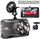 1296P Full HD 170° Wide Angle 3.0" Front & Real Dual Camera Night Vision Car Dash Camera Recorder