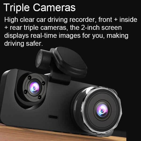 Car Video Recorder 3 In 1 Car Dash Camera FHD 1080P Rear View Camera with Inside Lens Night Vision