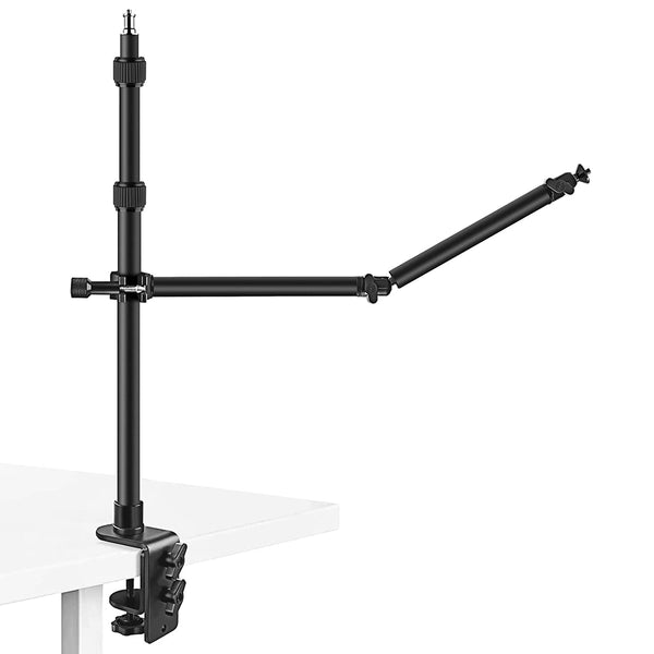 Desk Mount Stand with Auxiliary Holding Arm, Detachable 2-Section Magic Arm Table top Stand