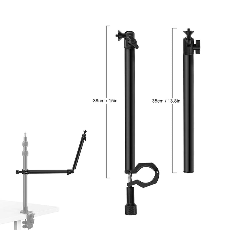 Desk Mount Stand with Auxiliary Holding Arm, Detachable 2-Section Magic Arm Table top Stand