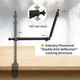 Desk Mount Stand with Auxiliary Holding Arm, Detachable 2-Section Magic Arm Table top Stand