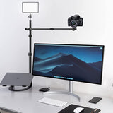 Desk Mount Stand with Auxiliary Holding Arm, Detachable 2-Section Magic Arm Table top Stand