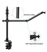 Desk Mount Stand with Auxiliary Holding Arm, Detachable 2-Section Magic Arm Table top Stand