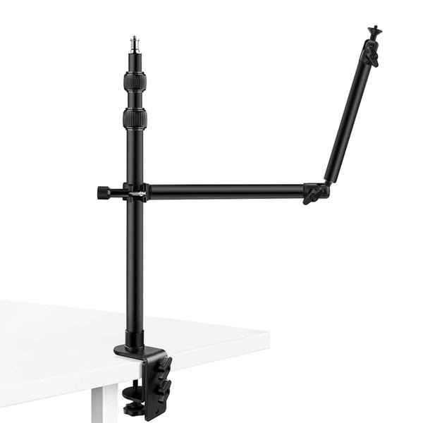 Desk Mount Stand with Auxiliary Holding Arm, Detachable 2-Section Magic Arm Table top Stand