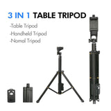 YUNTENG 1688 3 in 1 Bluetooth Portable Selfie Stick Mini Tripod For Phone/Tablet/Light Camera Height up to 134cm