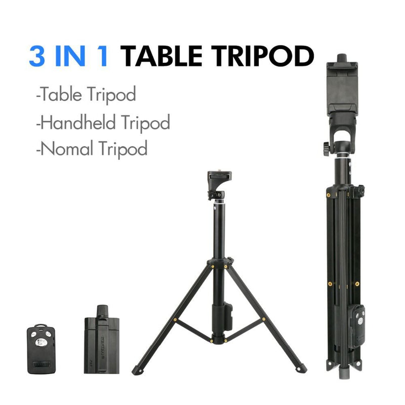 YUNTENG 1688 3 in 1 Bluetooth Portable Selfie Stick Mini Tripod For Phone/Tablet/Light Camera Height up to 134cm