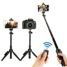 Load image into Gallery viewer, YUNTENG 9928 2-in-1 Mini Tripod Selfie Stick Phone Holder Remote Control for Camera Go Pro Phone up to Size 6.5&quot;
