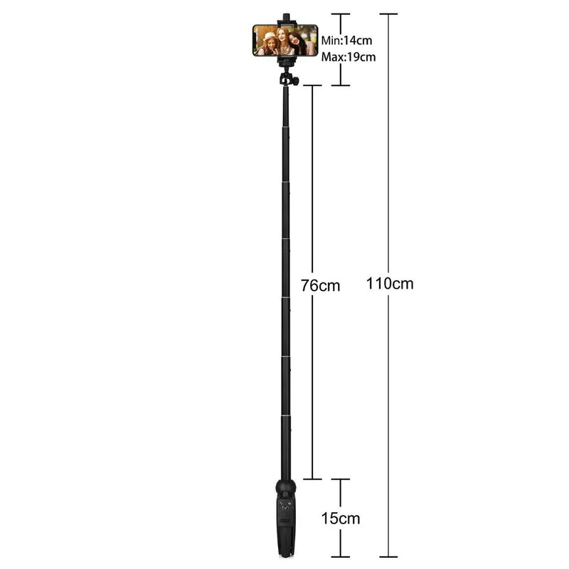 YUNTENG 9928 2-in-1 Mini Tripod Selfie Stick Phone Holder Remote Control for Camera Go Pro Phone up to Size 6.5"