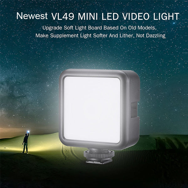 W49 Dimmable Mini LED Video Light Photography Light for Cameras Smart Phones (AA Battery Power)