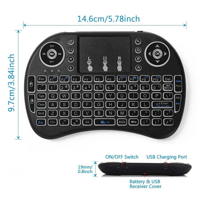 Wireless 2.4Ghz Mini Keyboard with Touch Pad with LED Back Light