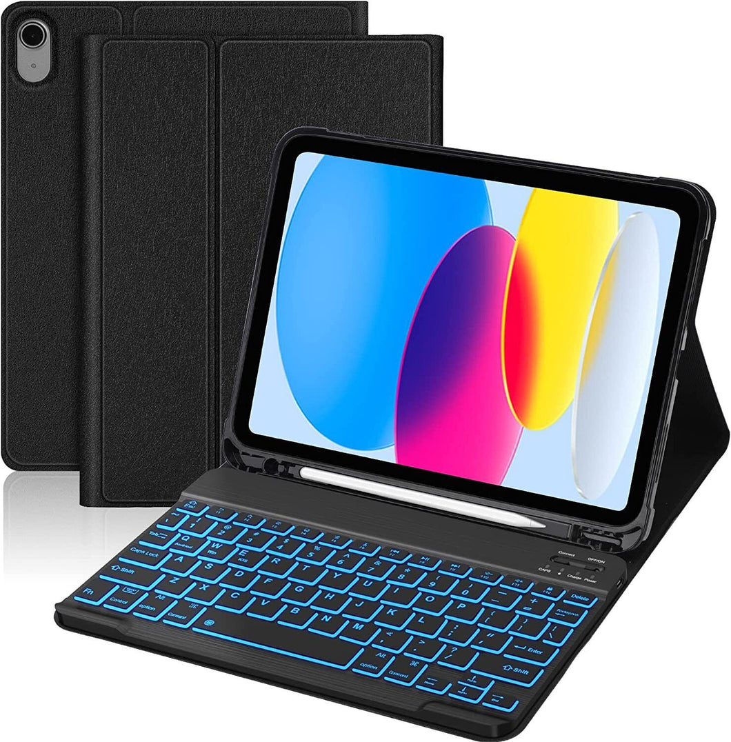 Bluetooth Wireless Keyboard with 7 LED Backlight and Protective Case  for iPad 10th Generation 10.9