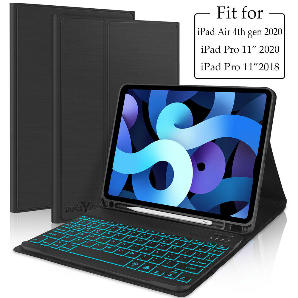 Bluetooth Wireless Keyboard Smart Case with 7 LED Backlight and Protective Case for iPad 10.9