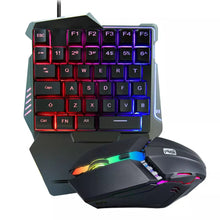 Load image into Gallery viewer, RGB PUBG One Handed Gaming Keyboard Mouse Set RGB Backlit Portable Game Controller for PC PS4 Xbox
